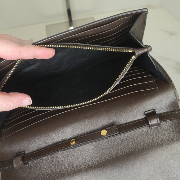 YSL Brown Leather Y-Ligne Clutch Pochette Shoulder Bag with Chain - Picture 10 of 12